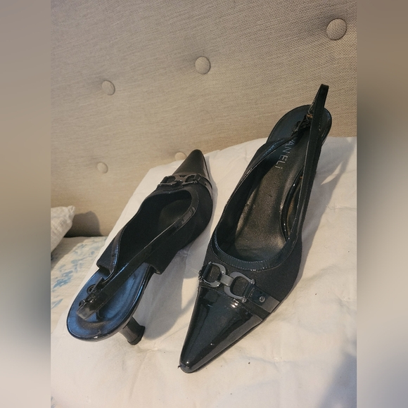 Vaneli Black Heels with Silver Accent Size 9 - Picture 3 of 7